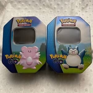 2022 Pokemon TCG 'Pokemon Go' EMPTY Collectors Tins- Snorlax, Blissey (No Cards)